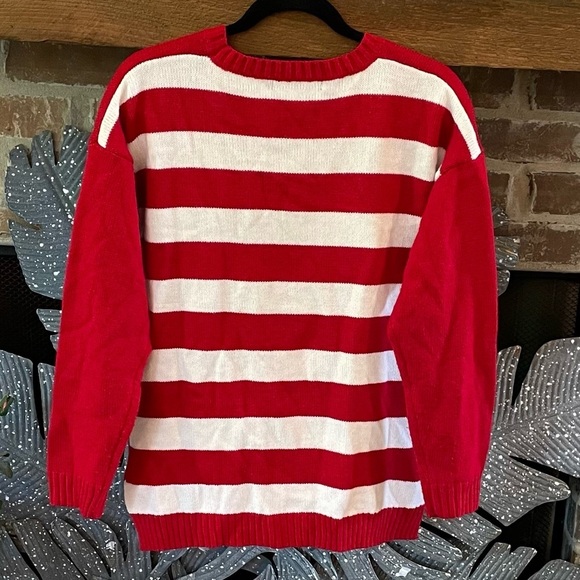 Rudolph Christmas Sweater Size Small Jingle Bells, Pom Pom Hat, & Sequin Glasses - Picture 2 of 3